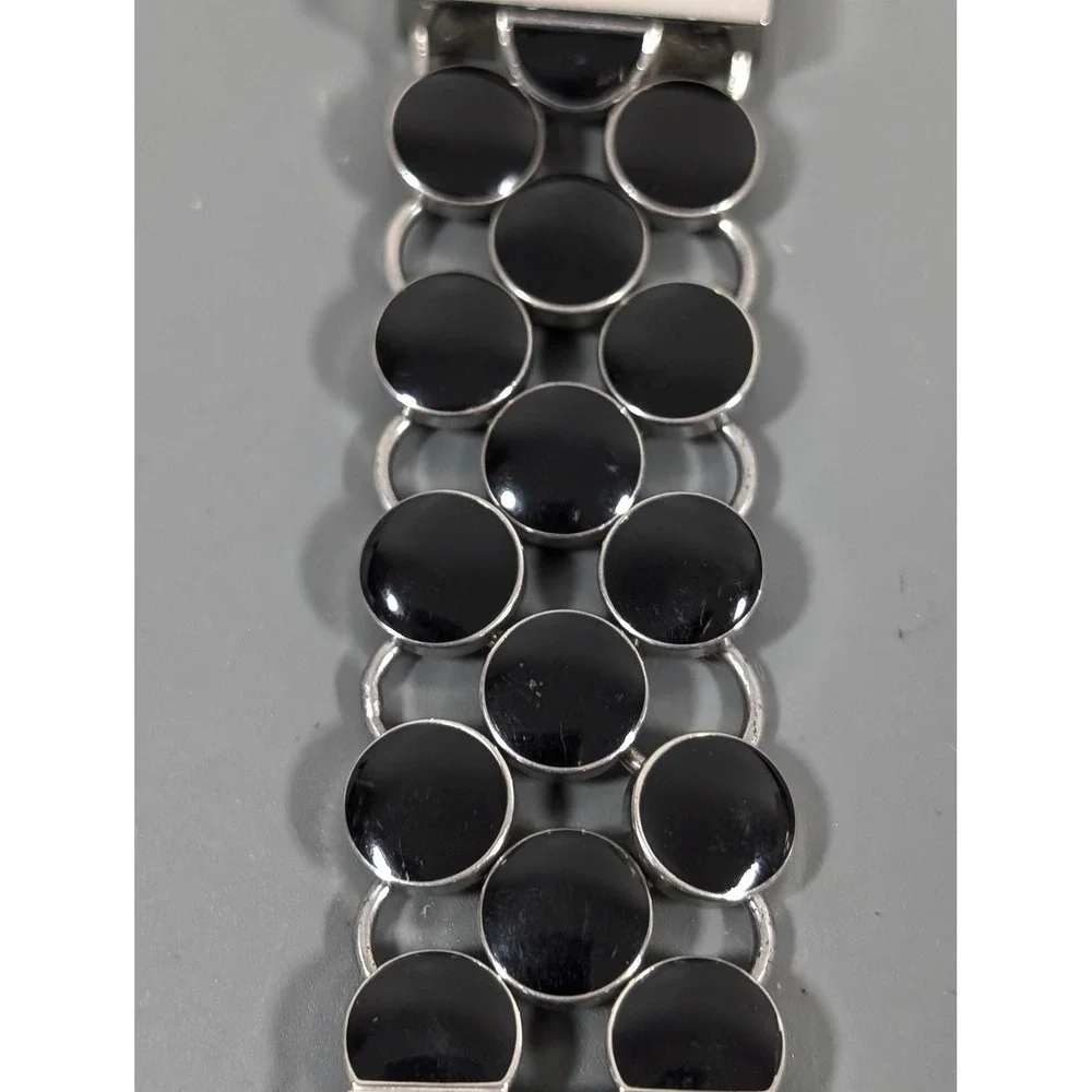 Fossil Black‎ Enamel Watch Womens Silver Tone Bracelet Working